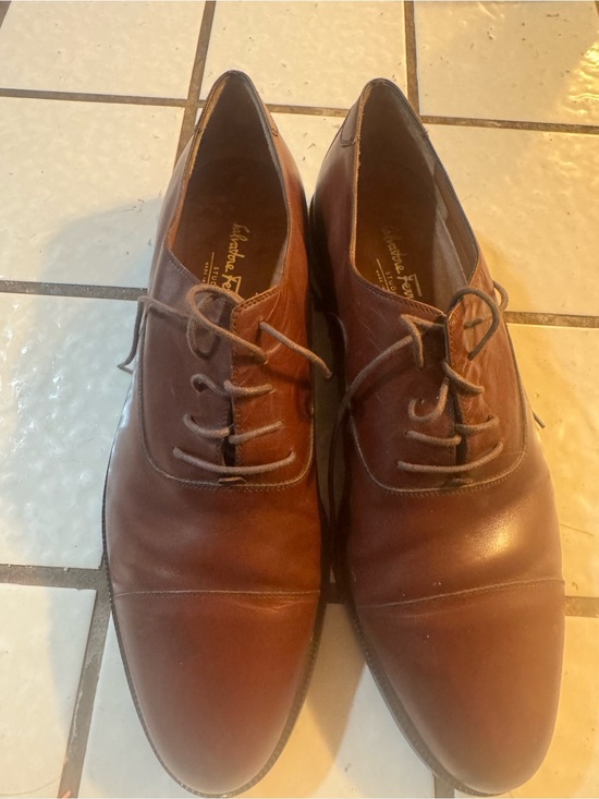 Salvatore Ferragamo Brown Leather Lace-Up Oxfords main image 9